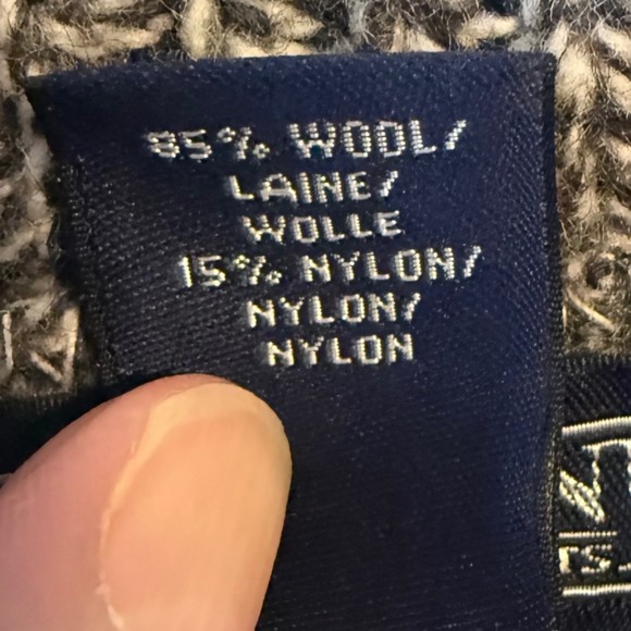 Lands End Mens XL Tall Wool Nylon Blend Fisherman Knit Sweater Made in USA - Picture 4 of 6